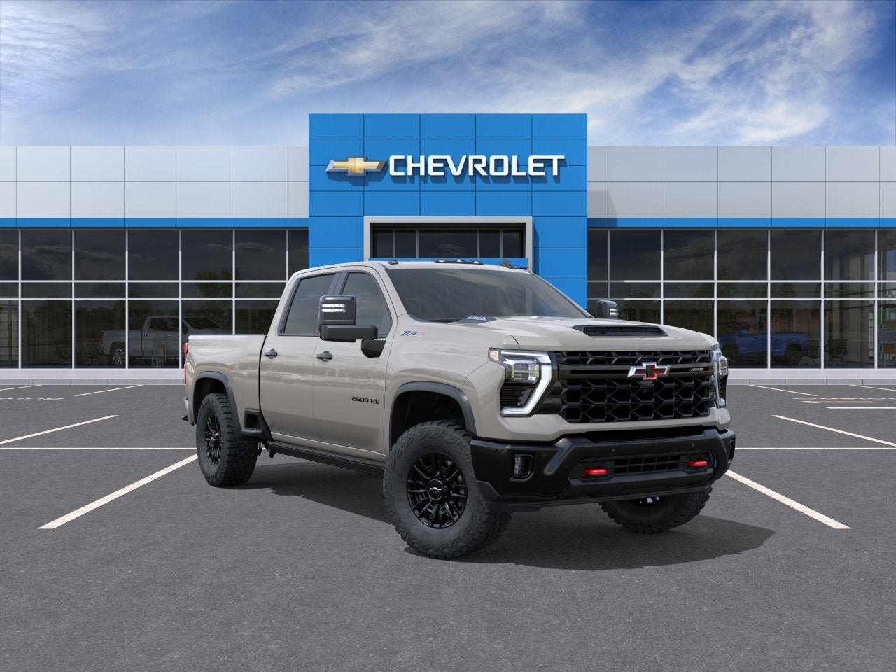 2026 Chevrolet Silverado 2500 HD ZR2 in White Sands — front three-quarter view