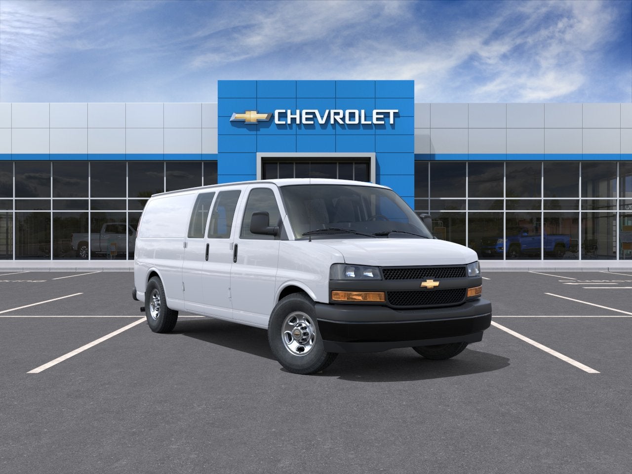 2026 Chevrolet Express Cargo WT in Summit White — front three-quarter view