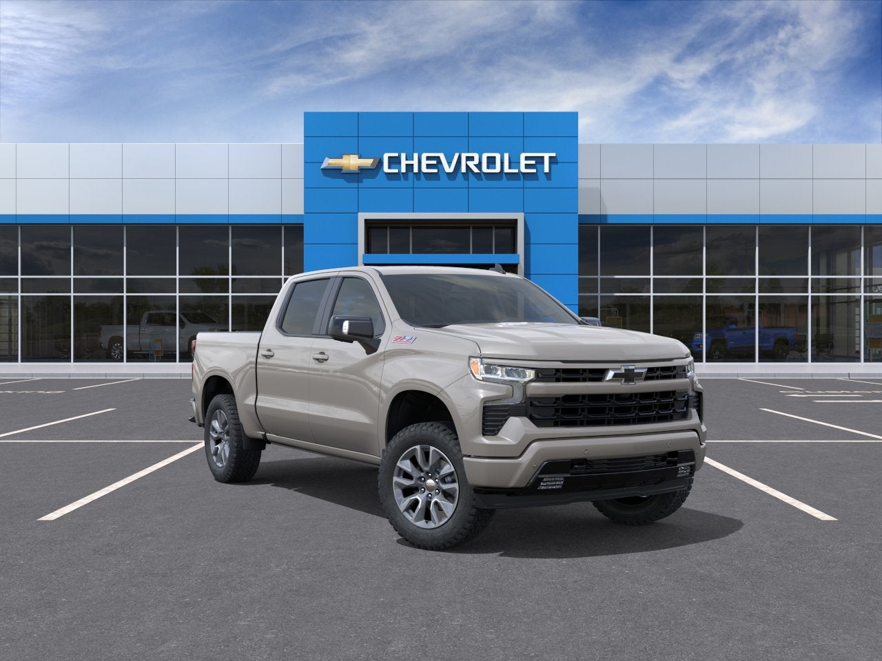 2026 Chevrolet Silverado 1500 RST in White Sands — front three-quarter view