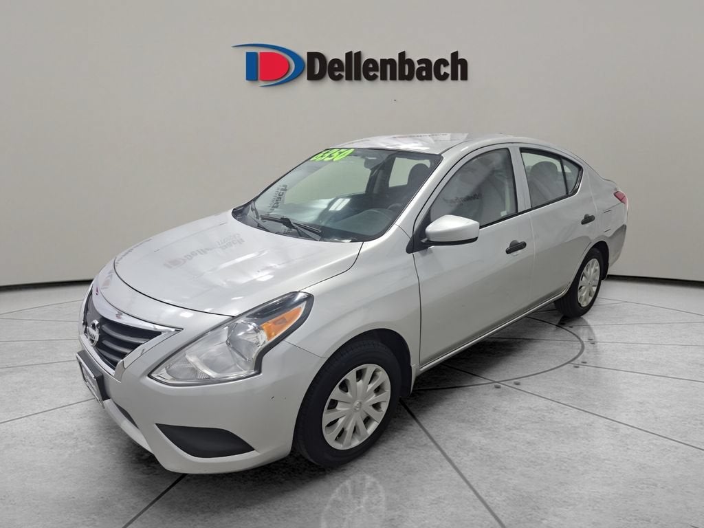 2016 Nissan Versa S in Brilliant Silver — front three-quarter view