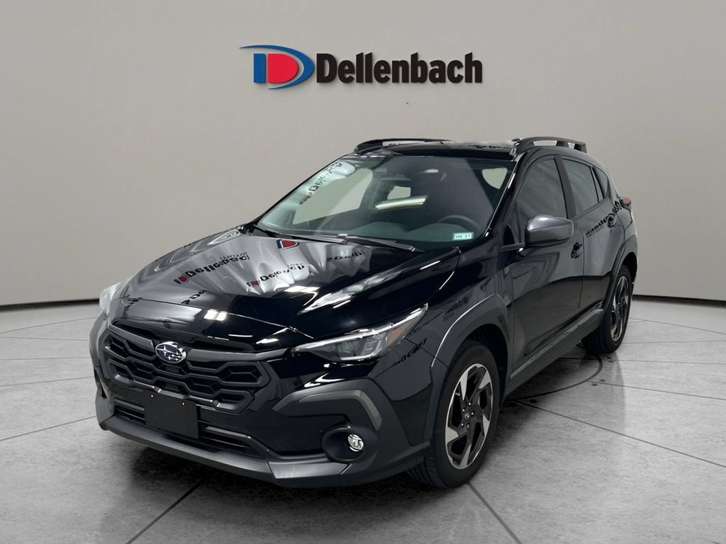 2025 Subaru Crosstrek Limited in Crystal Black Sil — front three-quarter view