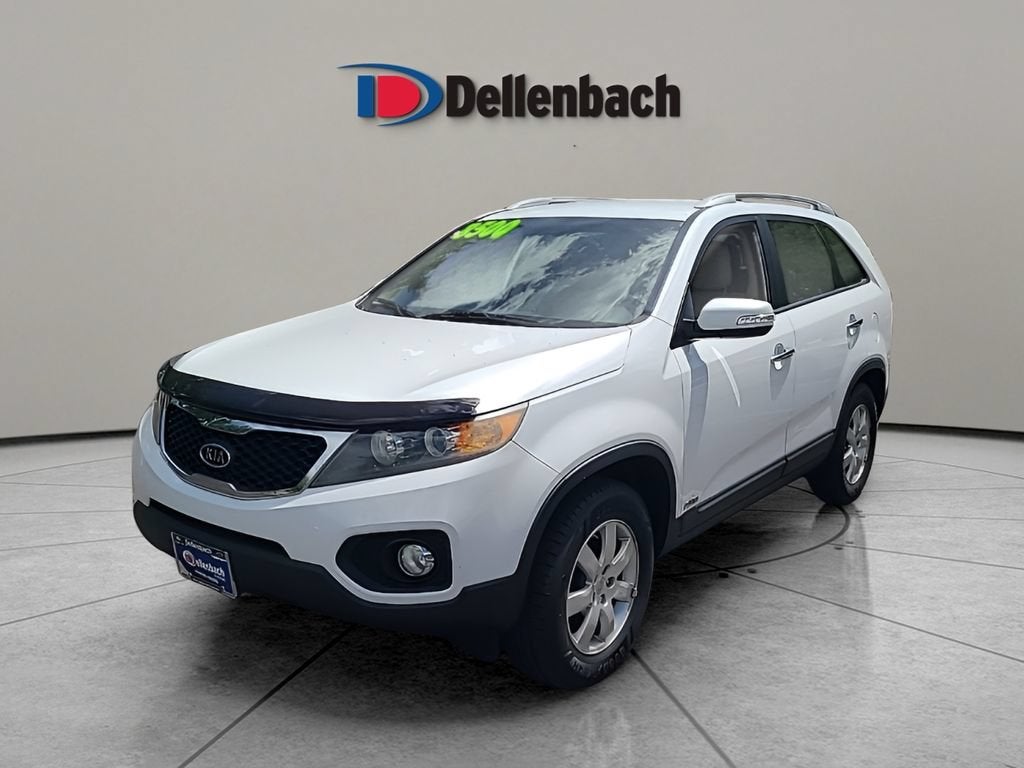 2011 Kia Sorento LX in Snow White Pearl — front three-quarter view
